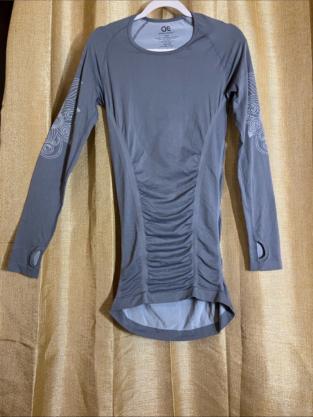 AC Heather Gray Long-Sleeve Performance Tee with Thumbholes